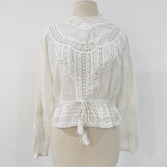 Marea 100% cotton Victorian blouse in off-white - Picture 2 of 14